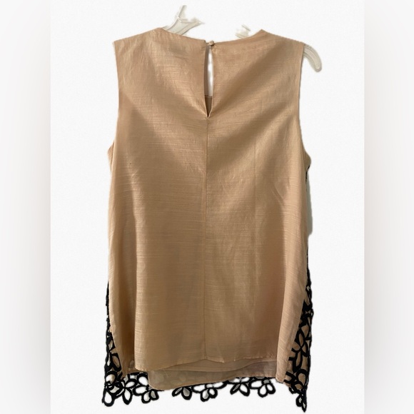 Neiman Marcus Guipure Lela Rose Black Lace Silk Shell Sleeveless Top, S - Picture 4 of 7